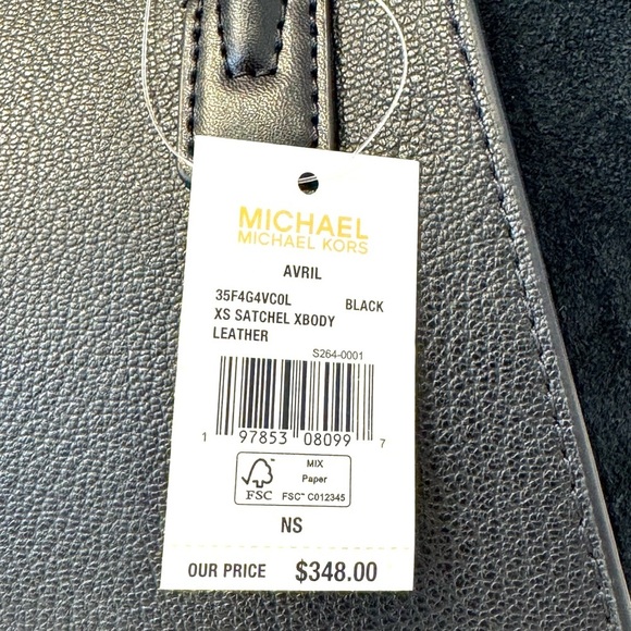Michael Kors  Avril Extra-Small Leather and Suede Satchel Bag Black Multi - Picture 9 of 9